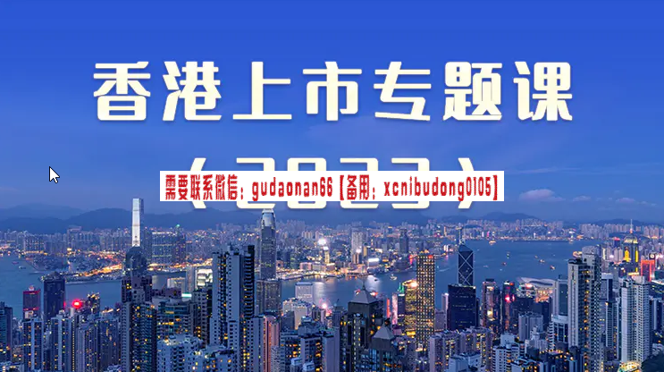 王贺 香港上市专题课（2023）