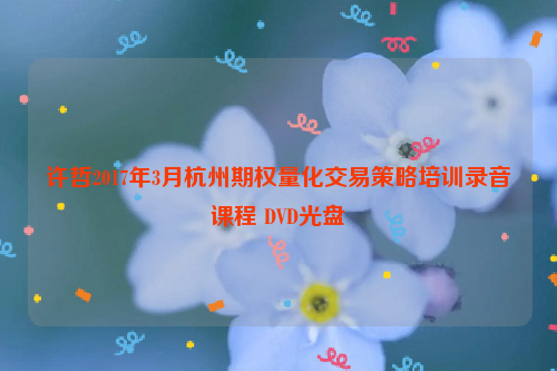 许哲2017年3月杭州期权量化交易策略培训录音课程 DVD光盘